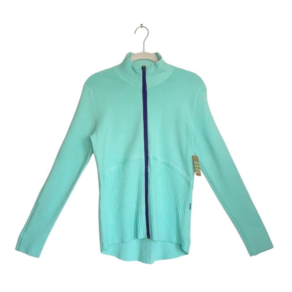 Title Nine Women's Long Sleeve Full Zip Sweater Jacket in Aqua - Sz M - New